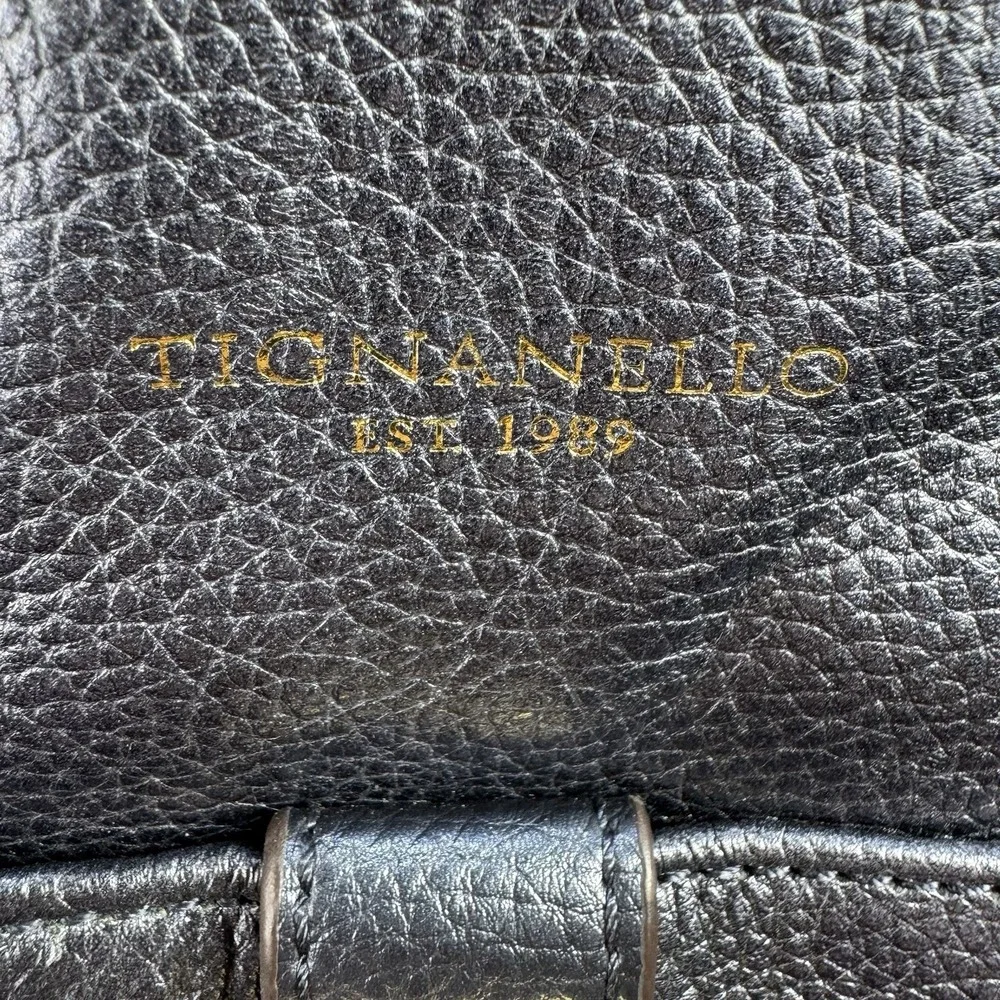 Tignanello Shiny‎ Irridescent Blue Grey Pebbled Leather Messenger Bag Zip Top